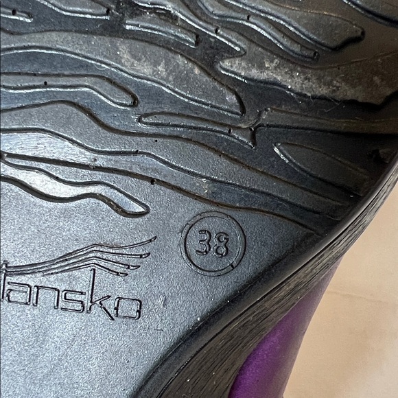 Dansko Rebel Purple Leather Mary Jane Wedge Pump, Ankle Strap, EU 38, US 7.5 -8 - Picture 9 of 11